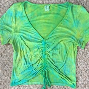 Hand Tie-Dyed Drawstring Cropped Top